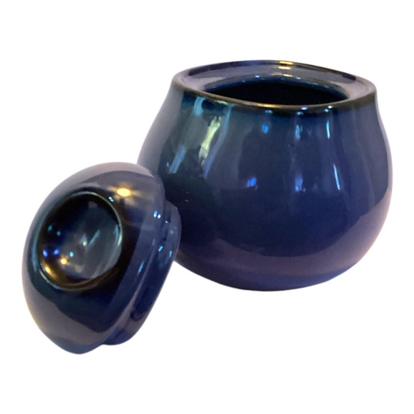 Sango Blue Ceramic Lidded Jar – Modern Round Storage Pot Sugar Bowl - Picture 2 of 6